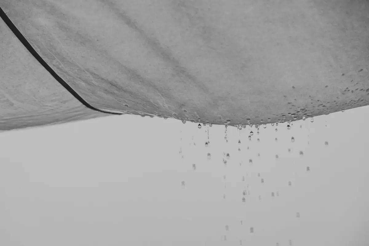 Water dripping from a water-logged ceiling in a Sherman, TX home